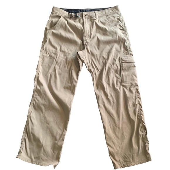 PrAna Mens Breathe Stretch Zion Khaki outdoor hiking Cargo Pants XL 32L - Picture 1 of 12